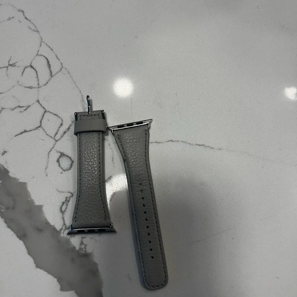 Grey Pebbled Leather Apple Watch Band 42mm